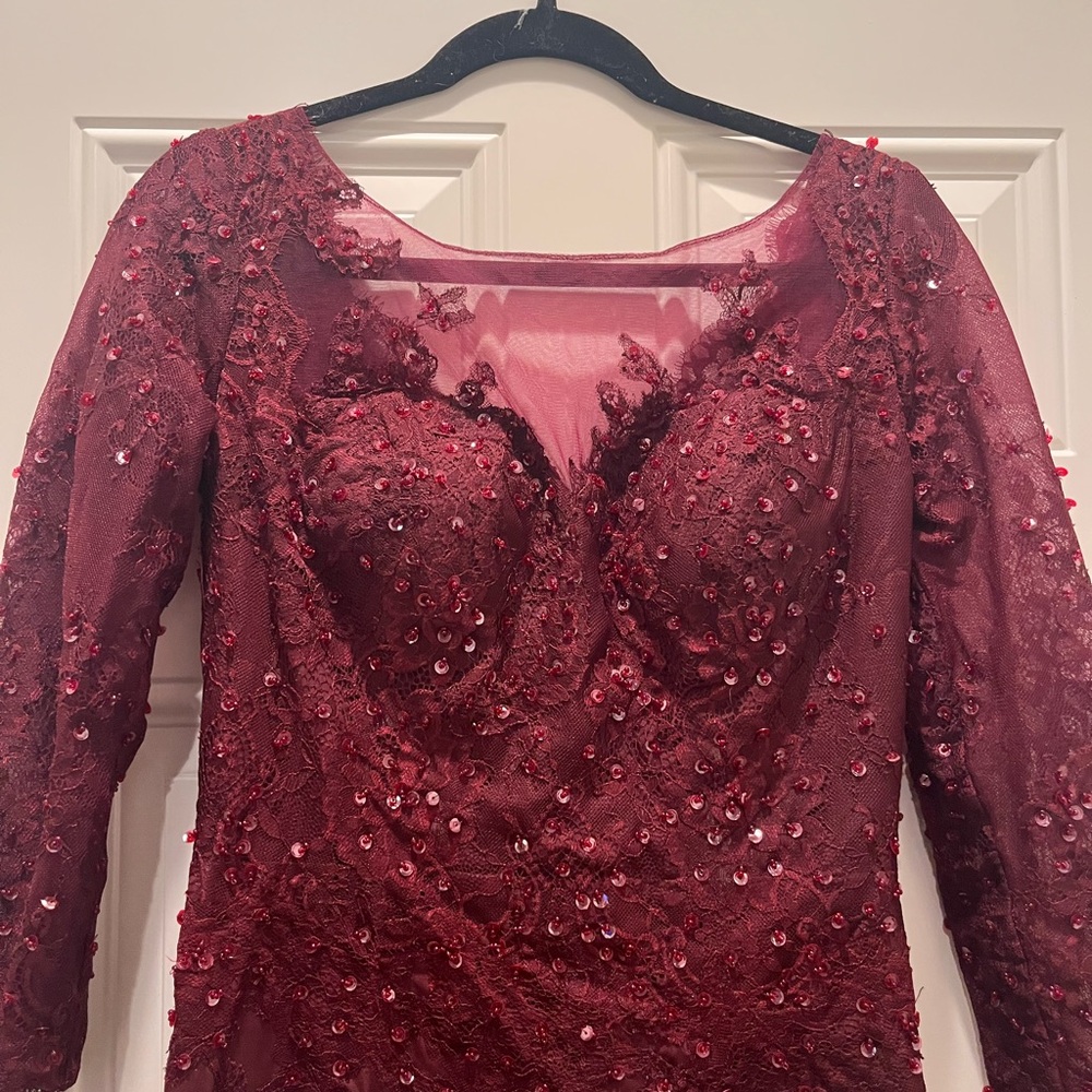 Elegant Burgundy Sequin Dress